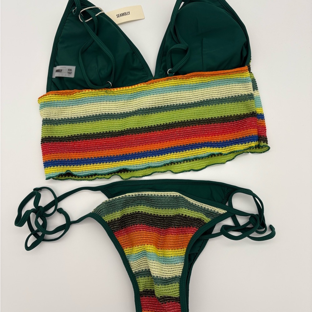 Vibrant Striped Crochet Bikini Set NWT - Picture 6 of 7